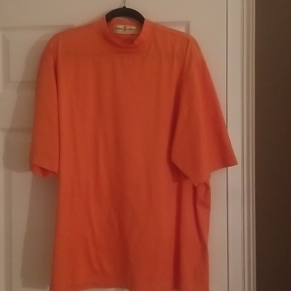 FAIRWAY AND GREENE Orange mock collar golf shirt